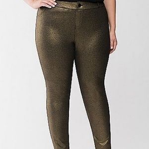 Lane Bryant gold metallic skinny pants plus 28